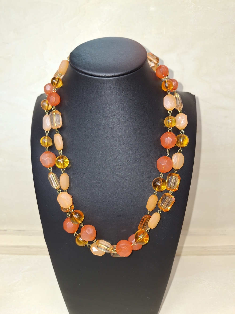 Elegant Multi-Bead Orange and Amber Necklace